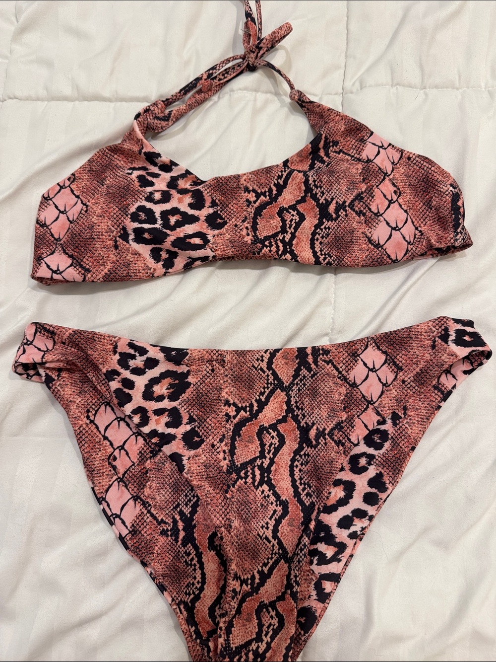 Pink Snake & Leopard Print Bikini Set